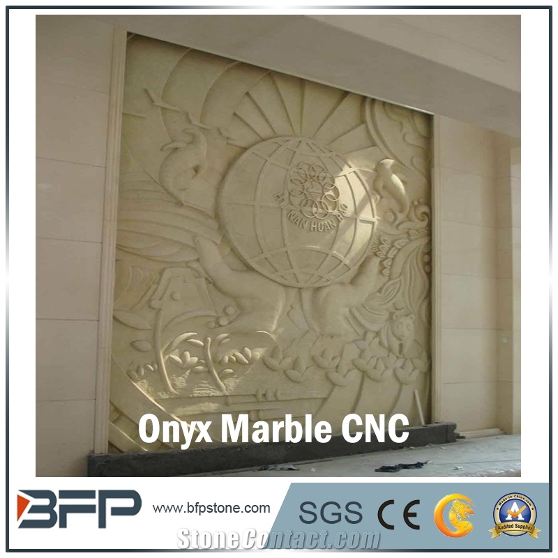 Cnc Onyx Marble Panel, Onyx Wall Tile for High End Background Wall in Hotel and Looby