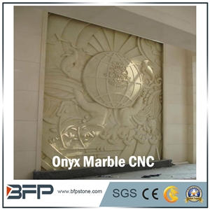 Cnc Onyx Marble Panel, Onyx Wall Tile for High End Background Wall in Hotel and Looby