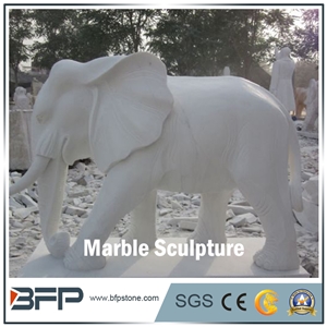 Elephant Marble Handcarved Sculpture for Landscape and Garden