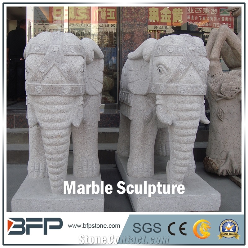 Elephant Marble Handcarved Sculpture for Landscape and Garden
