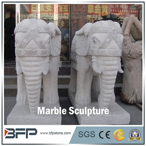 Elephant Marble Handcarved Sculpture for Landscape and Garden