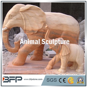 Handcarved Elephant Sculpture/Status for Landscape, Garden and Exterior Decoration