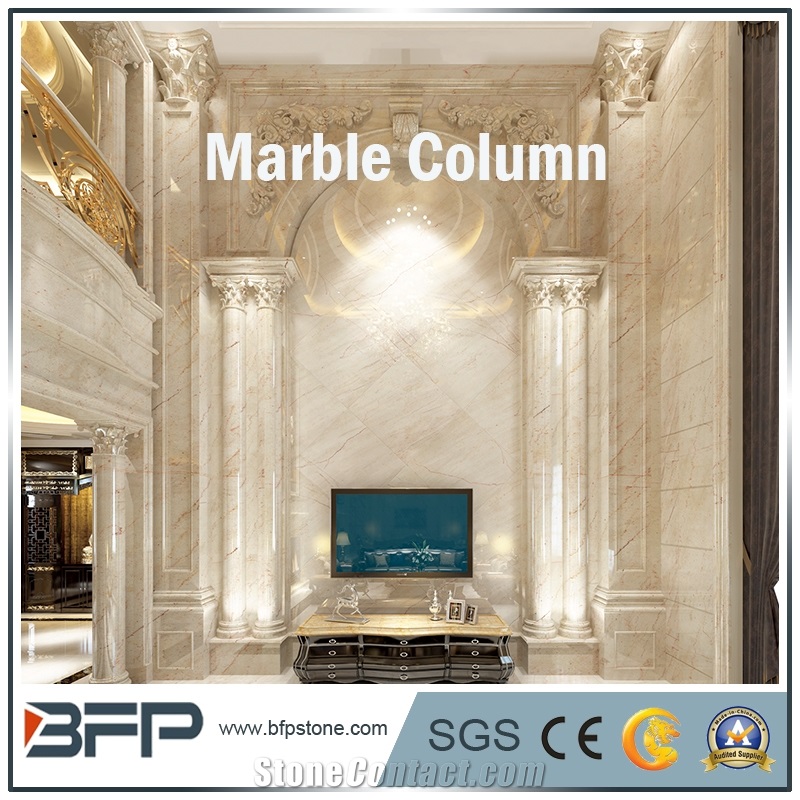 High End Beige Marble Column, Beige Marble Pillar for Interior Home Decoration