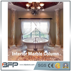 High End Beige Marble Column, Beige Marble Pillar for Interior Home Decoration