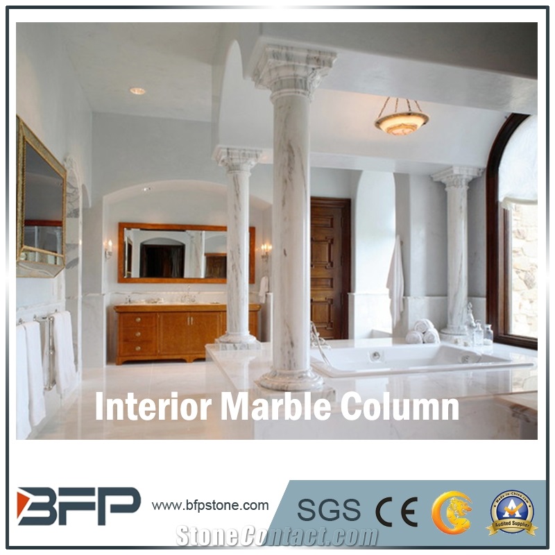 High End Beige Marble Column, Beige Marble Pillar for Interior Home Decoration