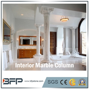 High End Beige Marble Column, Beige Marble Pillar for Interior Home Decoration