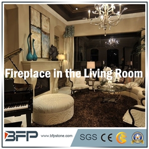 High End Modern Marble Fireplace, White Marble Handcarved Fireplace