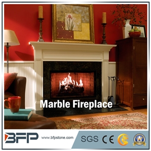 High End Modern Marble Fireplace, White Marble Handcarved Fireplace