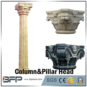 Natural Stone Beige Marble Column Head, Marble Pillar Head Design Idea for Building Material