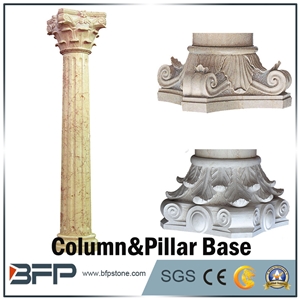 Natural Stone Marble or Granite Column for Home Decoration, Beige Marble, Multicolor Choice