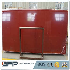 Pure Red Quartz Stone Slabs,Polished Red Stone Flooring & Walling,Chinese Quartz Stone Slabs