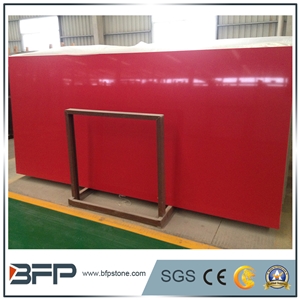 Red Quartz Stone Tiles,Artificial Pure Red Quartz Slabs,Red Mirror Glass Stone for Counter Tops