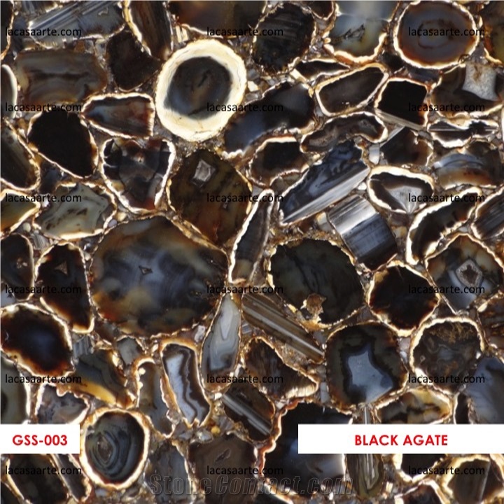 Black Agate Semiprecious Stone Slabs