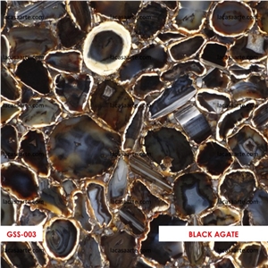 Black Agate Semiprecious Stone Slabs