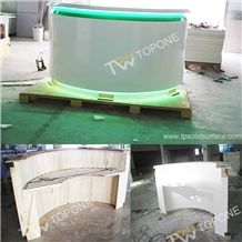 Green Color Light Half Round White Artificial Marble Stone Reception Desk with Corian Acrylic Solid S Urface Table Tops Design, Curved Led Light White Marble Stone with Cheap Price Reception Counter T Green Color Light Half Round White Artificial Marble Stone Reception Desk with Corian Acrylic Solid S Urface Table Tops Design, Curved Led Light White Marble Stone with Cheap Price Reception Counter T