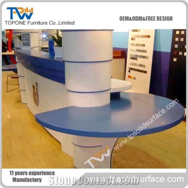 Orange Inside Led Ligting Solid Surface/Man-Made Marble Acrylic Lighted Reception Desk Tops