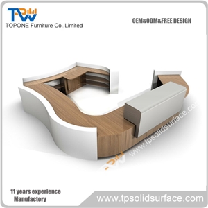 Orange Inside Led Ligting Solid Surface/Man-Made Marble Acrylic Lighted Reception Desk Tops