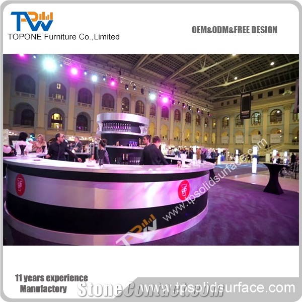 Topone Hot Sale Best Price Quartz Stone Bar Desktop, Club Work Counter Tops,Acrylic Solid Surface Reception Bar Counter Desk from China
