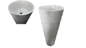 Cornello White Marble Pedestal Basin