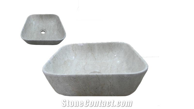 Rectangle Basins Lemthak, Beige Marble Rectangle Basins