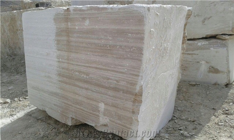 Cream Travertine Block, Iran Beige Travertine