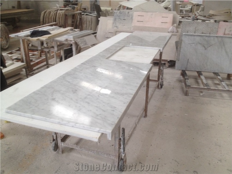 Bianco Carrara Marble Bathroom Countertops/Custom Vanity Tops/White Marble Bathroom Vanity Tops/White Marble with Grey Veins Bath Top/Interior Decorative