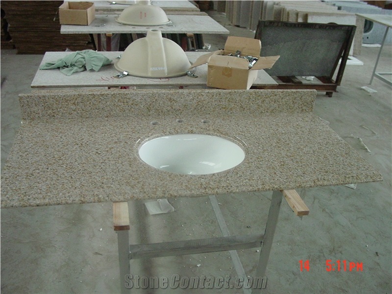 G682 Granite Bathroom Vanity Top G682,Rustic Granite,China Granite,Sunset Gold Yellow Bath Top