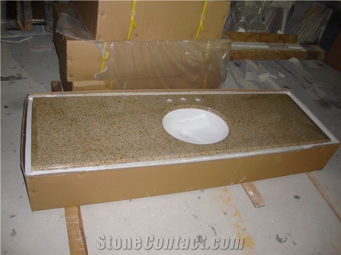 G682 Granite Bathroom Vanity Top G682,Rustic Granite,China Granite,Sunset Gold Yellow Bath Top