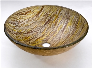 Glass Bathroom Artistic Vessel Sink, Bowl Sink, Stylish Round Tempered Glass Wash Basin Gc06