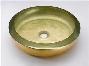 Glass Bathroom Artistic Vessel Sink, Bowl Sink, Stylish Round Tempered Glass Wash Basin Gcm028