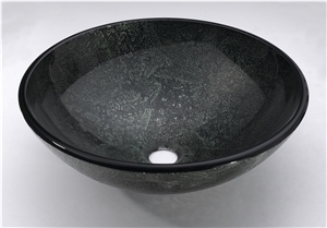 Glass Bathroom Artistic Vessel Sink, Bowl Sink, Stylish Round Tempered Glass Wash Basin Gcm030