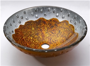 Glass Bathroom Artistic Vessel Sink, Bowl Sink, Stylish Round Tempered Glass Wash Basin Lb2020