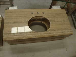 Silver Beige Travertine, Travertino Montemerano Polished Bath Countertop, Vanity Top with Beveled Edge, China Cheap Travetine Countertops Silver Beige Travertine, Travertino Montemerano Polished Bath Countertop, Vanity Top with Beveled Edge, China Cheap Travetine Countertops