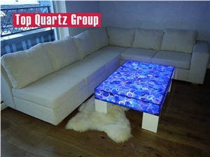 Backlit Semi Precious Stone Blue Agate Stone Table