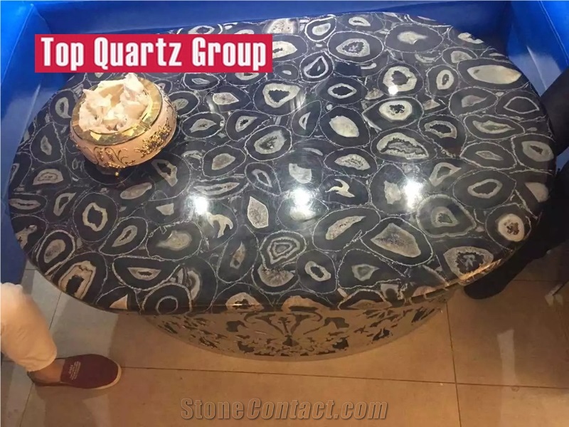 Backlit Semi Precious Stone Blue Agate Stone Tabletops