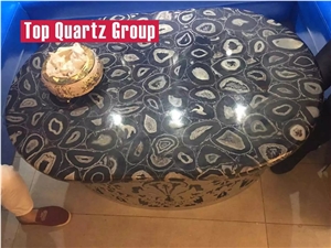Backlit Semi Precious Stone Blue Agate Stone Tabletops