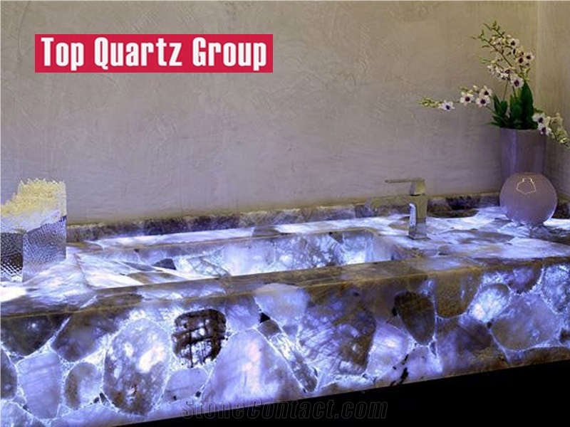 Luxurious Toilet Table Top, Light Purple Transparent Counter Top