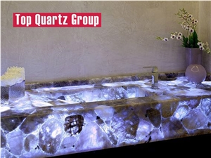 Luxurious Toilet Table Top, Light Purple Transparent Counter Top