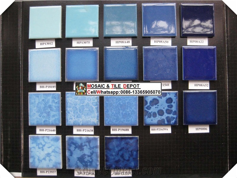 China Ceramic Mosaic in Size 48x48,73x73,100x100mm,Swimming Pool Trims,Pool Corner,Pool Paver,Ceramic Mosaic,Blue Mosaic for Pool,Crack Ceramic Mosaic, Porcelain Mosaic for Swimming Pool