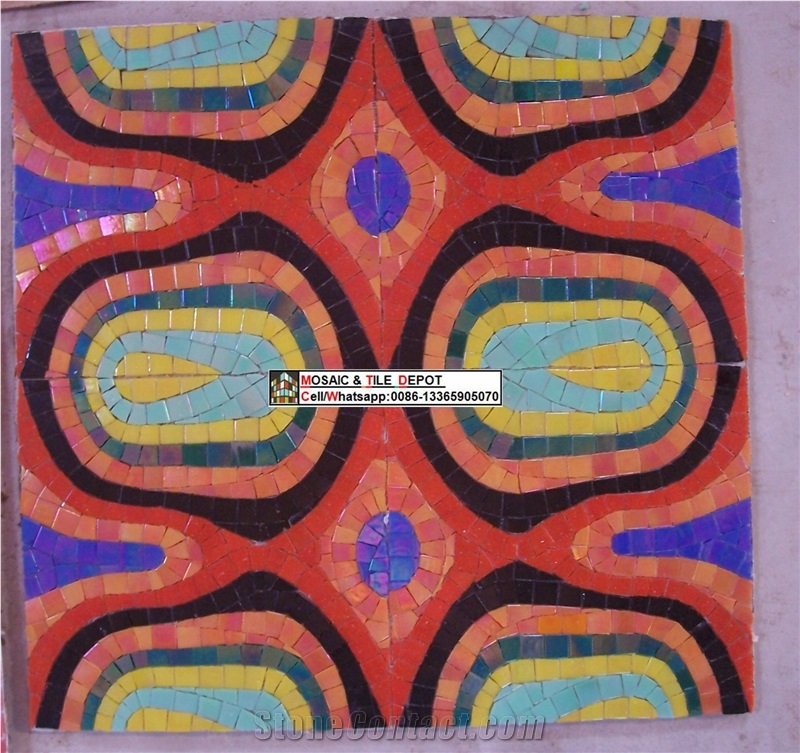 Glass Mosaic Medallions, Square Medallions