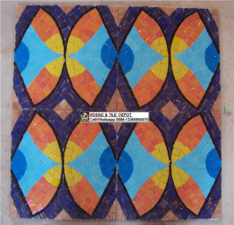 Glass Mosaic Medallions, Square Medallions