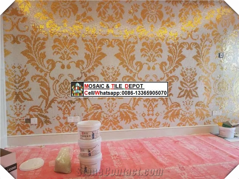Gold Mosaic Medallions and Murals for Wall