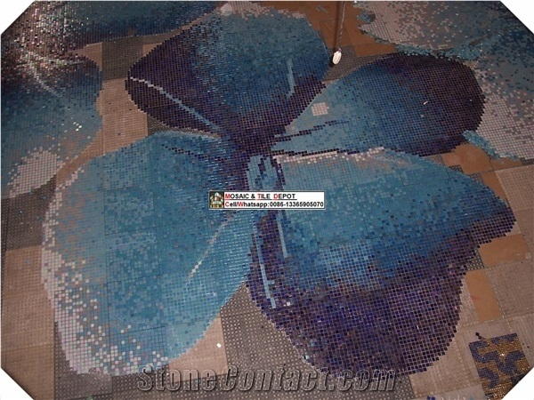 Mosaic Flower Pattern Design for Swimming Pool