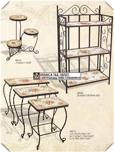 Mosaic Patio Furniture Set,Mosaic Chair,Mosaic Table,Medallion Chair