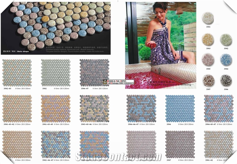 Round Penny Porcelain Mosaic,Penny Mosaic Tile
