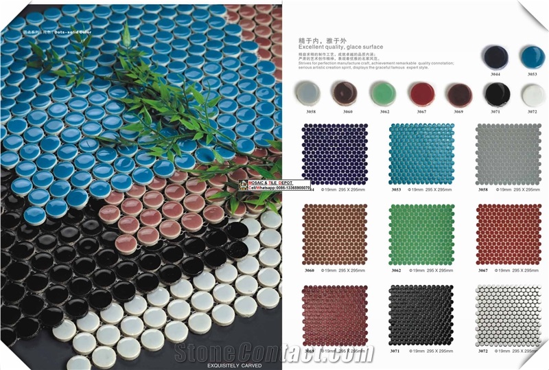 Round Penny Porcelain Mosaic,Penny Mosaic Tile