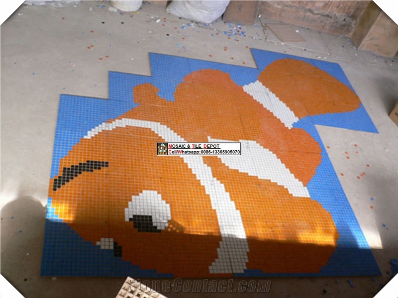 Swimming Pool Fish Design, Pool Mosaic Design