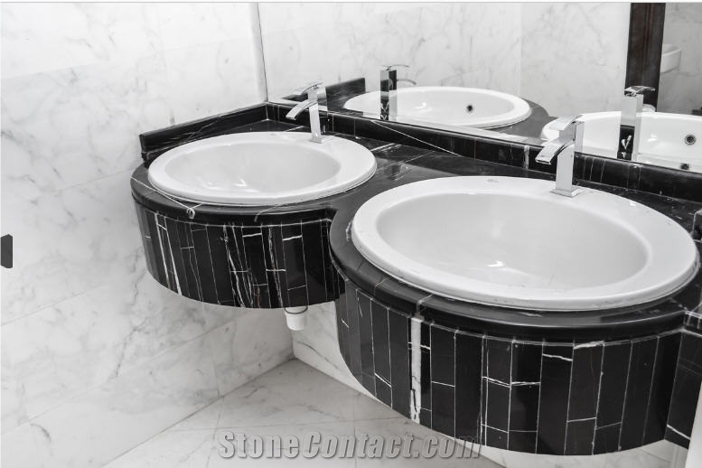 Nero Marquina Double Sink Master Bathroom Top
