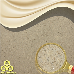 Jw Beige Plain-Engineered Quartz Stone Slab for Countertop