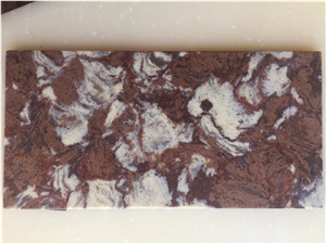 Jw Jupiter-Amazing Red and Yellow Artificial Quartz Stone Slab for Countertop and Vanity Decoration